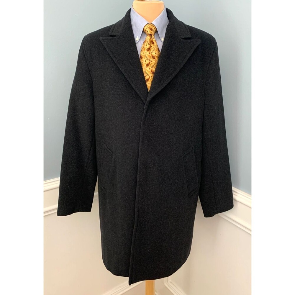 Express Coat Mens L Wool Overcoat Quilted Unbelted Preppy Old Money